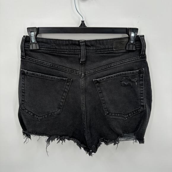 Hollister Button Fly Curvy Ultra High Black Mom Denim Shorts 3" //26 - Picture 6 of 7